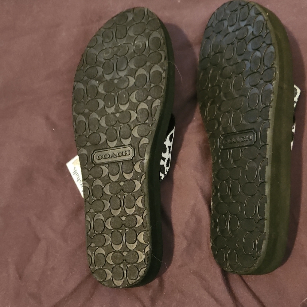 Coach Black and White Giraffe Print Sandals - Picture 3 of 5